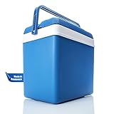 BigDean Kühlbox 24 Liter blau/weiß - Isolierbox mit bis zu 11 Std. Kühlung - Thermobox aus Kunststoff - Outdoor Kühltasche für Camping, Grillen, Picknick & Garten