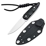 BÖKER PLUS® Pollywog - feststehendes EDC Messer mit Kydex-Scheide 42 konform - kleines Neck Knife mit Kugel-Kette - Fulltang Gürtelmesser mit 6,6 cm Nitro-V Droppoint Klinge & G10 Griff schwarz
