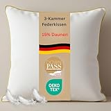 Premium 3-Kammer Kopfkissen 80x80 mit 100% natürlichen Gänsedaunen und Federn- Langlebig & Atmungsaktives Bettkissen I Federkopfkissen I Federkissen 80 x 80 cm Kopfkissen Daunen