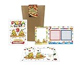 10 Einladungskarten zum 9. Kindergeburtstag Pizza Party Pizzaessen Mädchen Jungen Kinder Einladungen neunte Geburtstag inkl. 10 Umschläge, 10 Tüten, 10 Aufkleber, 10 Blöcke, 10 Schiffe versenken