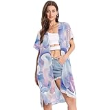 tplaotee Beach Essentials für Damen, lockere Urlaubsutensilien für Damen, Strandbekleidung, Partykleidung, S-L, abstrakte Pilze, digitale Illustration, Blau, Rosa, Weiß, Abstrakte Pilze, digitale