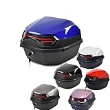 UYTOIZ Motorrad-Topcase, Haltbar Motorrad Topcase, 35L Wasserdicht Motorrad Heckkasten, Mit Sicherheitsschloss, Für Roller Mit Helm, Lagerung Aufbewahrungsbox (Farbe : Blau, Größe : 41x40x30cm)