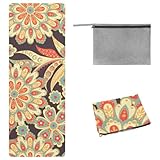 Eslifey Yoga-Handtuch, florales Frühlingsblumen-rotes Muster, rutschfest, schweißabsorbierend, Hot Yoga-Matte, Handtuch für Hot Yoga, Pilates und Fitness, 185 x 68 cm