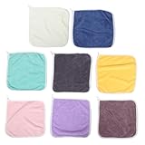 minkissy 8 Stück Weiche Handtücher mit Aufhängeschlaufe aus Flauschigem Flanell Saugfähige Schnell Trocknende Waschlappen für Gesicht und Körper Kleine Kinderhandtücher für Badezimmer und