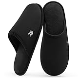 VeraCosy Herren Bequeme Pantoffeln Weich Rutschfest Maisstrick Gedächtnisschaum Innen Schlafzimmer Hausschuhe Dunkelschwarz,44-45 EU