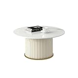 Moderner runder Couchtisch mit Marmorplatte - Multifunktionaler zentraler Beistelltisch für Wohnzimmer, Schlafzimmer, Sofa und Esszimmer - Stilvoller Tee- & Snacktisch für den Innenbereich