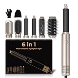 Airstyler 6 in 1 Haartrockner,1000w Hairstyler Set mit Lockenstab, Glättbürste, Lockenhaar mit Luft, Geben Sie dem Haar Volumen, Glätten, Locken und Föhnen Sie Trockenes Haar