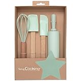 ScrapCooking - Backset für Kinder - Backen Zubehör für Kinder - Geschenkbox 4 Utensilien: Schneebesen, Spatel, Löffel, Teigroller - Holz & Silikon - Für Kuchen, Kekse, Kids - 1136