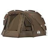 vidaXL Angelzelt 4 Personen, Karpfenzelt mit Steckverbindungssystem, Campingzelt mit E-Anschluss, Anglerzelt Zelt, Olivgrün 190T Polyester