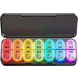 Doruimi Tablettenbox 7 Tage Morgens Abends, BPA Frei Pillendose Klein für Unterwegs, Medikamentenbox 7 Tage 2 fächer Große Fächer für Medikamente, Vitamine, Fischöl - Schwarz