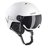 Black Crevice Skihelm KAPRUN mit Visier, schwarz Carbon matt/weiß, S/M (54-57)…