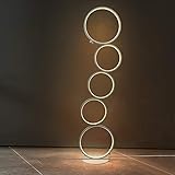 GBLY LED Stehlampe Dimmbar Standleuchte: 32W Touch Modern Switch Stehleuchte Warmweiß Deckenfluter aus Aluminium 5-flammig Ringförmige Weiß Standlampe für Schlafzimmer Wohnzimmer