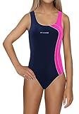 sesto senso Badeanzug Mädchen Sport Einteiliger Blickdichter Schwimmanzug Dunkelblau Rosa 134 BW690 Navy Pink