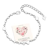 EXGOX Damen Armband Herz 925 Sterling Silber Armband Damen Gold Armband für Frauen Charm Armband Silber Armband Damen Mädchen Modeschmuck für Frauen und Mädchen Geschenke