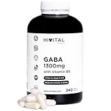 GABA 1300 mg mit Vitamin B6. 240 vegane Kapseln für 4 Monate. Gamma-Aminobuttersäure mit 3,5 Mikrogramm Vitamin B6. Hergestellt von HIVITAL