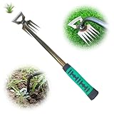 Gartenarbeit Hand Unkrautstecher,Unkrautjäten Gartengeräte Entwurzelung Jäten Werkzeug, Gartengeräte, Outdoor-Garten-Reinigungsschaufel mit Griff 40cm(5 Zähne)