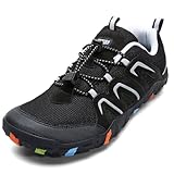 Littleplum Wanderschuhe Jungen Trekkingschuhe Kinder Barfußschuhe Atmungsaktiv rutschfest Outdoorschuhe Traillaufschuhe(Schwarz Grau,35EU)