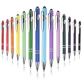 JIANTA 14 Stück Kugelschreiber, Kugelschreiber mit Touchpen, 2 in 1 Soft Click Kuli Metall Kugelschreiber Schwarz, 0,5 mm Spitze(14 Farben)