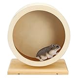 Hamsterrad Holz, Ø 15 cm Laufrad für Hamster, mit Geschlossener Kork-Lauffläche - Geräuscharm und für Kleine Haustiere