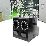RSQQL 1500-W-Nebel-Seifenblasenmaschine mit 24 LED-Leuchten, Seifenblasengebläse mit 2 Düsen for Halloween, Geburtstage und Weihnachtspartys drinnen und draußen