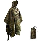 Seyobs Regenponcho Damen und Herren, Wasserdicht Regenjacken Regencape Unisex, Regenponcho Fahrrad Poncho 3 in 1 Multifunktionaler Regenmantel für Jagd, Picknick im Freien, Trekking, Camping, Angeln