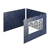Relaxdays Seitenteile für Pavillon, 3er Set, 2x3 m, wasserdicht, Seitenwände mit Klettverschluss, mit Fenster, Farbwahl, Blau