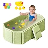 Faltbare Babybadewanne, Baby Wanne for 0-4 Years, Babywanne Faltbar mit 7 Stück Spielzeug, Planschbecken Faltbar, Baby Born Badewanne, Foldable Bathtub, Badewanne für Dusche Kinder