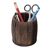 Stifteköcher aus Holz – rustikaler Stifteköcher | Vintage Schreibtisch-Organizer aus Holz für Schreibwaren, Make-up-Pinsel, Arbeitsplatzdekoration, Bürobedarf, Klassenzimmer-Essentials