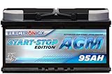 Autobatterie 95Ah AGM ersetzt 100Ah 12V, Start-Stop Starterbatterie, Kfz Batterie Pkw Batterie Starterbatterien AGM Batterie Battery 95 Ah Electronicx