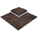 Yaheetech 30x30 cm Holzfliesen Outdoor & Indoor Bodenbelag Balkon mit Drainagensystem, Balkonfliesen, 27 Stück Fliesen Set, ca. 2.6 ㎡, Massivholz B-Schwarz