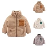 Guqmjde Teddy Fleecejacke Kinder Winterjacke Sweatjacke Jungen Fleecefütterung Mantel Casual Wintermantel Jacken Plüschjacke Stehkragen Übergangsjacke Flauschjacke Blitzangebote Beige,5 Jahre