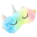 Augenmaske zum Schlafen Annimal Eye Mask Plüsch Cartoon Einhorn für erwachsene Kinder, 3D Süße Augenmaske Einhorn Breathable Eyeshade Ideal für Reisen Nickerchen … (Farbe)