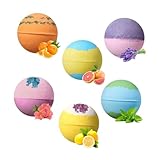 MAGICLULU 6 Stück Badebomben Große Natürliche Zweifarbige Spa Badekugeln mit Ätherischen Ölen Reichhaltigem Schaum Duftvarianten Minze Zitrone Grapefruit Orange Lavendel für Entspannendes