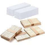 400 Stücke Vliesstreifen Wachsstreifen und Wachsstreifen Holzstäbchen, verwendet mit weichem Wachs zur Haarentfernung, für Enthaarung auf Bein, Brust, Rücken, Intimbereich & Gesicht