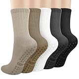 5 Paar Pilates Socken Yoga Socken Soft Cotton Stoppersocken Rutschfeste AntiRutschSocken Damen für Ballett Barre Tanz Gym Fitness Workout Trampolin Hospital Home
