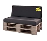 sunnypillow Palettenkissen mit abnehmbarem Bezug UV - beständig Outdoor/Indoor Kaltschaum Palettenauflage Palettenpolster Palettensofa Sitzkissen Rückenlehne 2er Set 120 x 80 Anthrazit