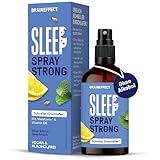 BRAINEFFECT SLEEP SPRAY STRONG Das Original® - Melatonin Spray Hochdosiert - 450 Tage Vorrat Einschlafspray - mit Minze, Zitrone, Lavendel und Ashwagandha, Zuckerfrei, Alokoholfrei - 50 ml