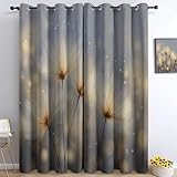 Vorhänge Digitale Kunst - Pflanzen Fantasiesterne Funkeln Fenster Gardinen mit Ösen, Vorhang Blickdicht Verdunklungsvorhänge Thermovorhang für Wohnzimmer Schlafzimmer Deko 2er Set H245 x B140 cm