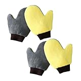 ELAYARD 4 Stück Teiliges Autowaschhandschuh Robustem Korallenfleece Doppelseitig Kratzfrei rutschfest Vielseitig für Innen Außenreinigung von Auto Glas und Lack Geeignet