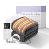 Heizdecke mit Abschaltautomatik & 9-Fach Wärmezonen 160x120 cm, 1-9h Timer mit Memory-Funktion, Schnellwärme & Gleichmäßige Wärme, Doppelseitig Flanell & Schaffell wärmedecke elektrisch