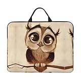 POEZJZW Laptophülle mit niedlichem Eulen-Motiv, 35,6 cm (14 Zoll), für 35,6 cm (14 Zoll) große Notebooks, Schwarz , Einheitsgröße