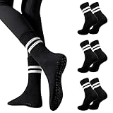 Risipu 3 Paar Stoppersocken Yoga Socken Damen,AntiRutschSocken für Pilates Barre Ballett Tanz Trampolin (DE/NL/SE/PL, Alphanumerisch, Einheitsgröße, Regular, Regular, A 3 Paar – Schwarz)