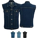 BULLDT Herren Motorradweste Jeansweste Motorrad Kutte Denimweste Bikerweste - Stylische Biker Trucker Weste mit Kragen – Vintage & Klassischer Lifestyle aus 100 % Baumwolle Dunkelblau - 52