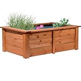 dobar® 29246FSCe Hochteich Kubus | Gartenteich aus robustem Massivholz | Miniteich 200 L für Garten/Terrasse/Balkon | Teich für den Garten inkl. Teichfolie | 120 x 72 x 42 cm | Braun