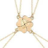 Cosysparks Freundschaftsketten für 4, 4 Pcs Beste Freund Halsketten BFF Halskette für 4 Mädchen Passend Vier Blatt Klee Anhänger Schwester Halskette für Frauen Graduierung Geburtstag (golden)
