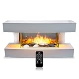 Classic Fire Elektrokamin - Toronto - 230V/2000W - Weiß - Kamin - mit Fernbedienung - LED-Flammeneffekt