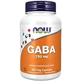 Now Foods, GABA (Gamma-Aminobuttersäure), 750mg, hochdosiert, 100 vegane Kapseln, Laborgeprüft, Sojafrei, Glutenfrei, Ohne Gentechnik