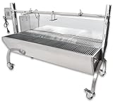 Beeketal 'BSGW-150H' Profi Spanferkelgrill mit Windschutz, mobiler Spießgrill mit Grillmotor und höhenverstellbarem Drehspieß, stabile Edelstahl Konstruktion mit 4 bremsbaren 360° Grad Rollen