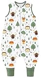 Chilsuessy Baby Schlafsack mit Füßen 1.5 Tog Kinder Ganzjahres Schlafsack 100% Baumwolle Baby Schlafsack mit Beinen für Jungen und Mädchen, 1.5 Tog/Waldtiere, 80cm/Baby Höhe 85-95cm