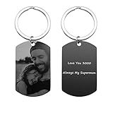 Zysta Personalized Text & Fotogravur - Edelstahl Dog Tag Schlüsselanhänger Erkennungsmarke ID Tag Gravurplatte keychain Schlüsselbund für Personalisierte Geschenke (Mit- Text & Fotogravur)